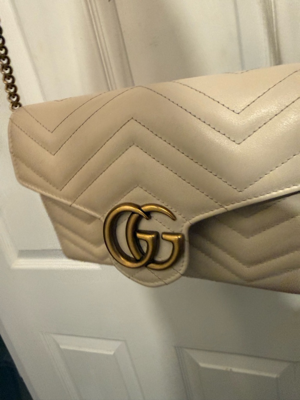 Gucci Beige Matelassé Chevron Crossbody with Double G